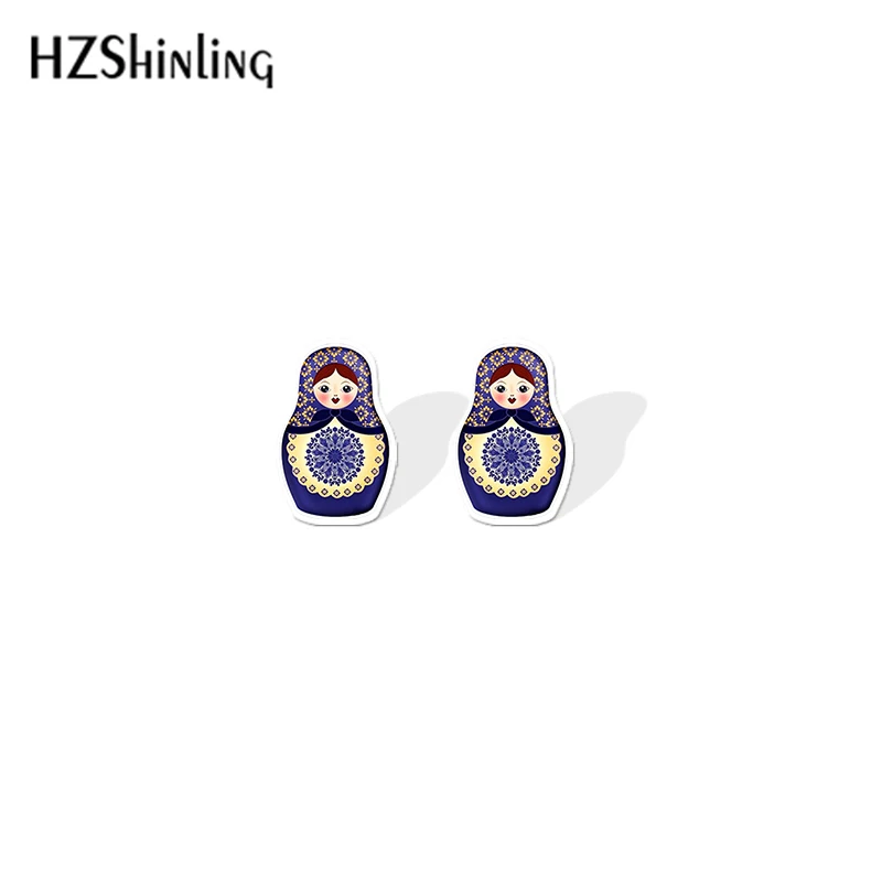 2019 New Cartoon Russian Doll Earring Russian Dolls Fashion Earring Art Plastic Earring Epoxy Stud Earing