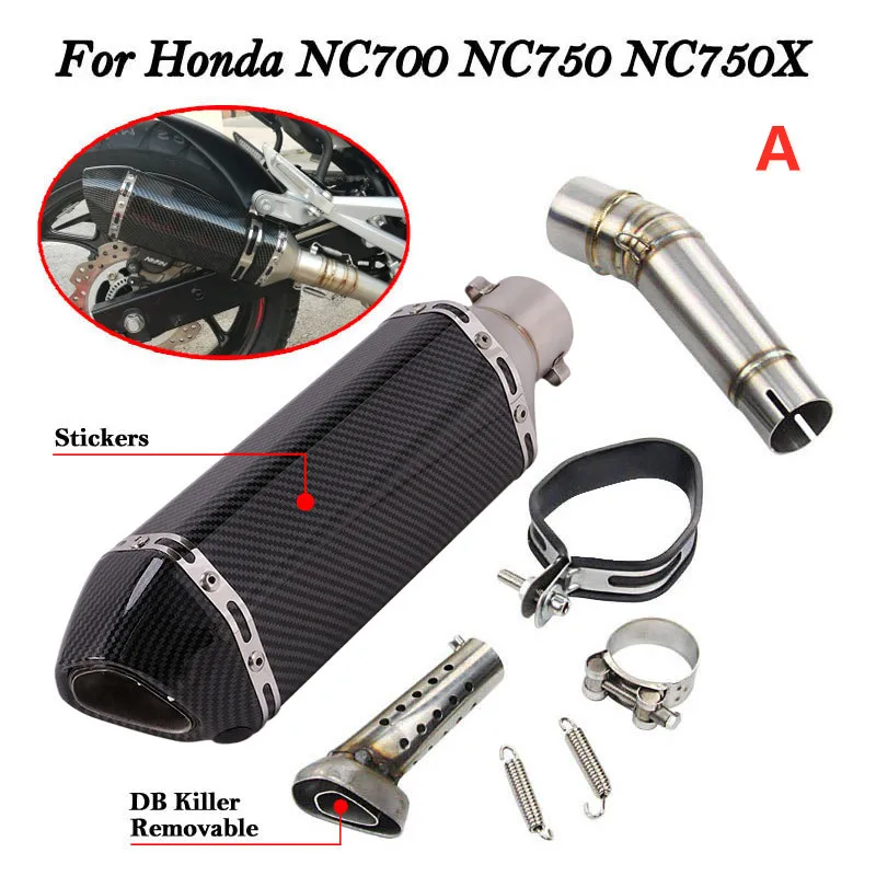 

For Honda NC NC700 NC700X NC750 NC750X NC750S Motorcycle Exhaust Tailpipe Middle Mid Link Pipe Muffler Connect Tube DB Killer