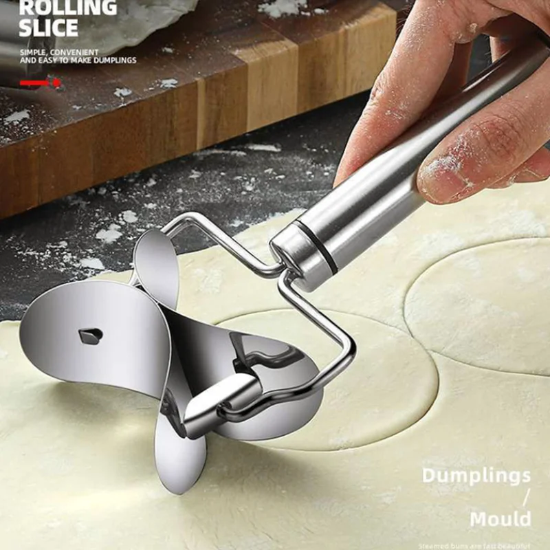 304 Stainless Steel Dumpling Wrapper Cutting Cutting Mold Roller round Biscuit Pressing Dumpling Skin Mold Cutting Clip Tool
