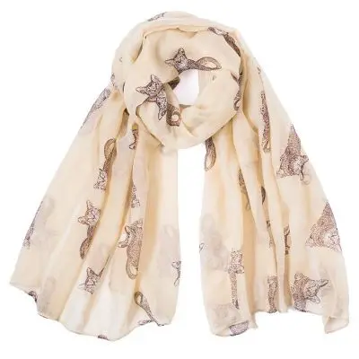 1Piece Balinese Scarf Fox Cat Pattern Scarf Spring And Autumn Fashion Scarf