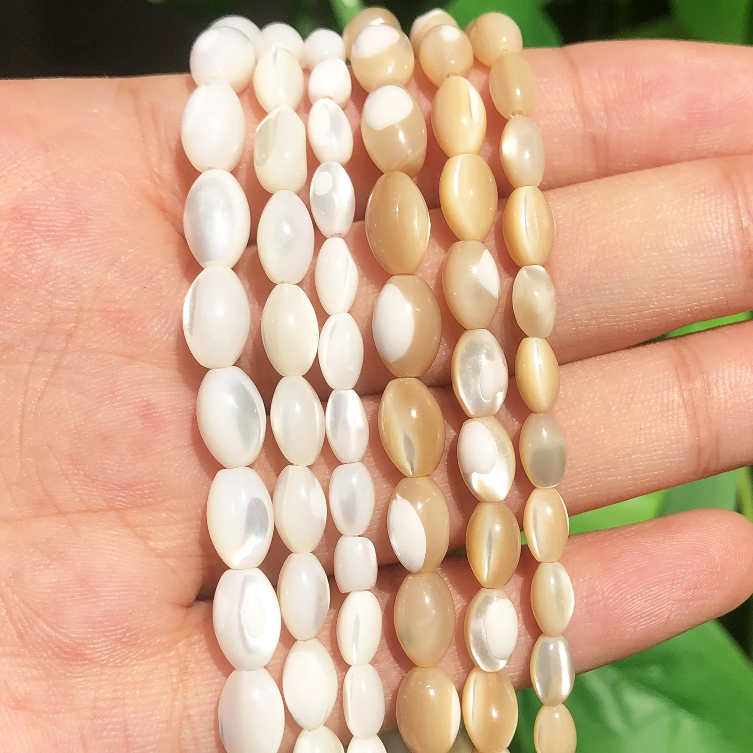 Natural Mother Of Pearl Mop Shell Beads Rice Shape Loose Spacer Beads for Jewelry Making DIY Bracelet Ear Studs Accessories