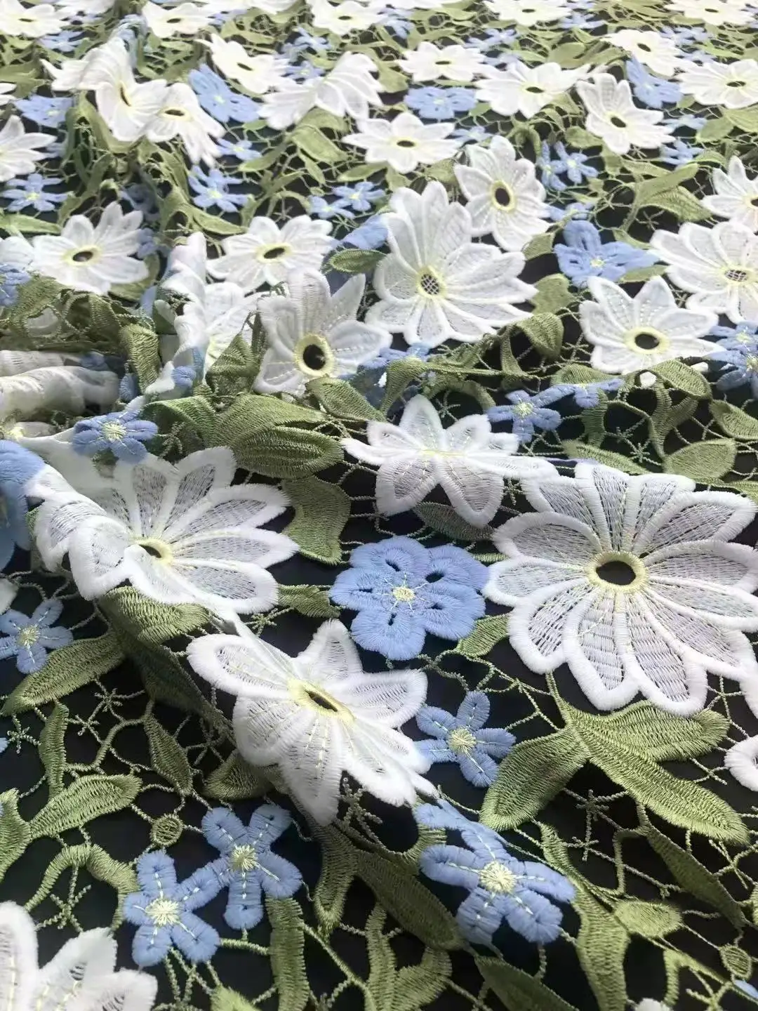 Water-soluble Lace Fabric, Multi-Color Embroidery, Bohemian Flower, Ladies Skirt, Formal Brand Fabric, High Quality