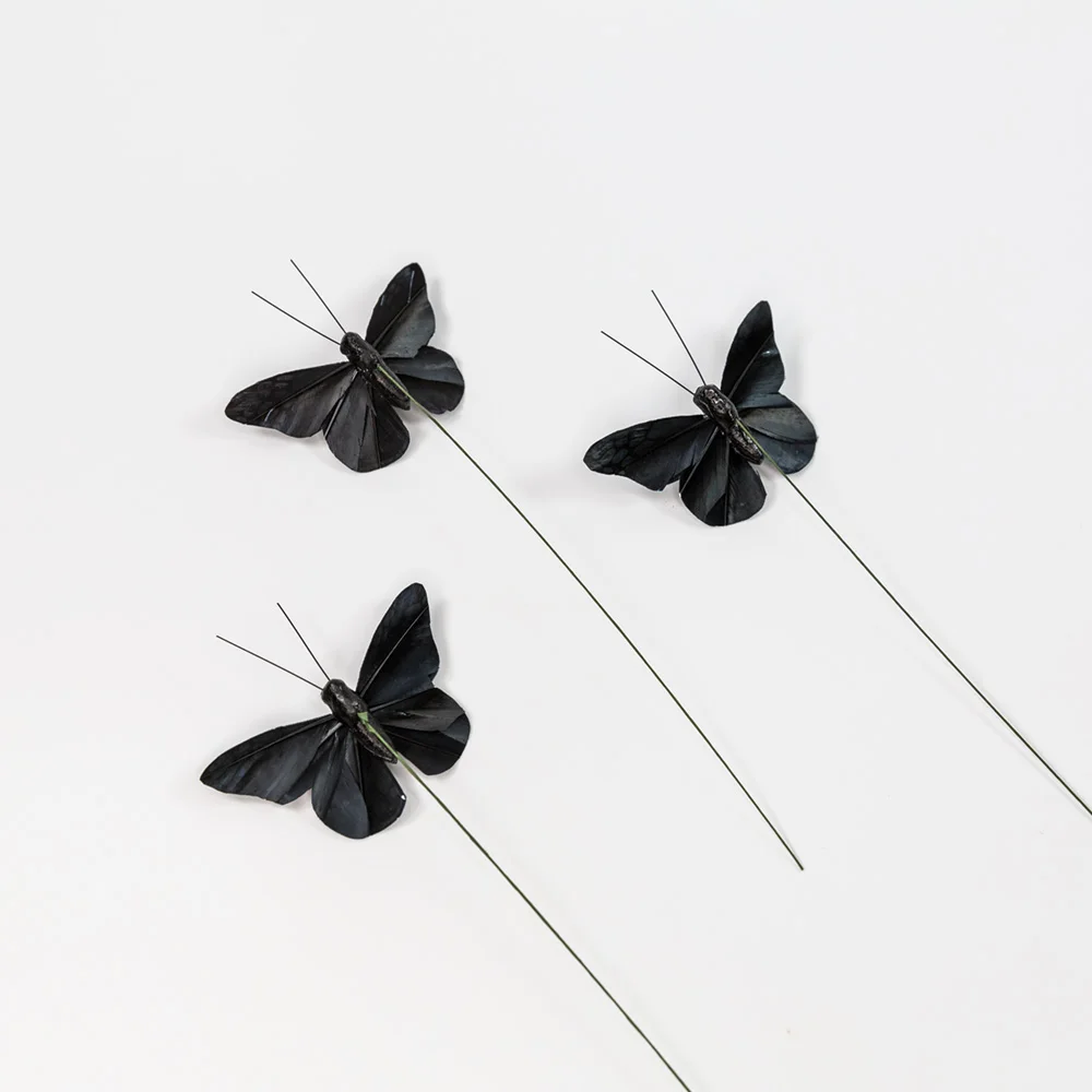 12pc Simulation Feather Butterfly Wedding Photography Color Balcony Decoration Pastoral Home Dragon Flower Pot Fake Butterflye