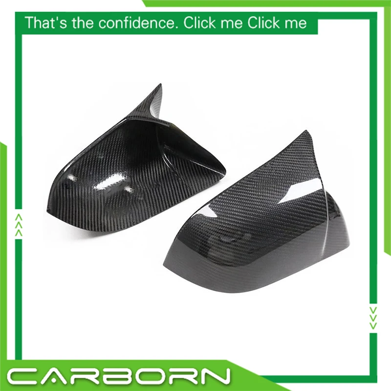 

For Tesla Model Y 2020 2021 2022 OX Horn Look Add On Style Gloss/Matt Real Dry Carbon Fiber Body Side Rearview Mirror Cover