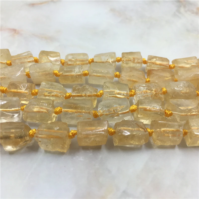 Natural Yellow Crystal Citrines Tube Beads For Necklace Bracelaet Making DG0003