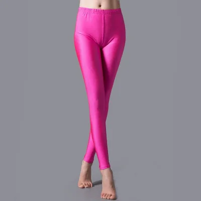 Women Shiny Pant Leggings Hot Selling Leggings Solid Color Fluorescent Spandex Elasticity Casual Trousers Shinny Legging