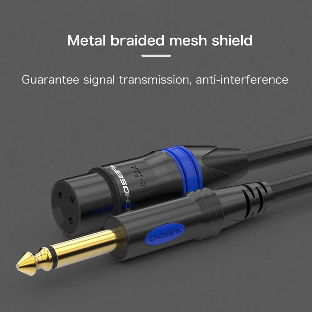 CHOSEAL 6.35Mm (1/4 Inci) Jack Ke Kabel XLR Kabel Audio Pria Ke Wanita untuk Speaker Mikrofon Penguat Konsol Suara