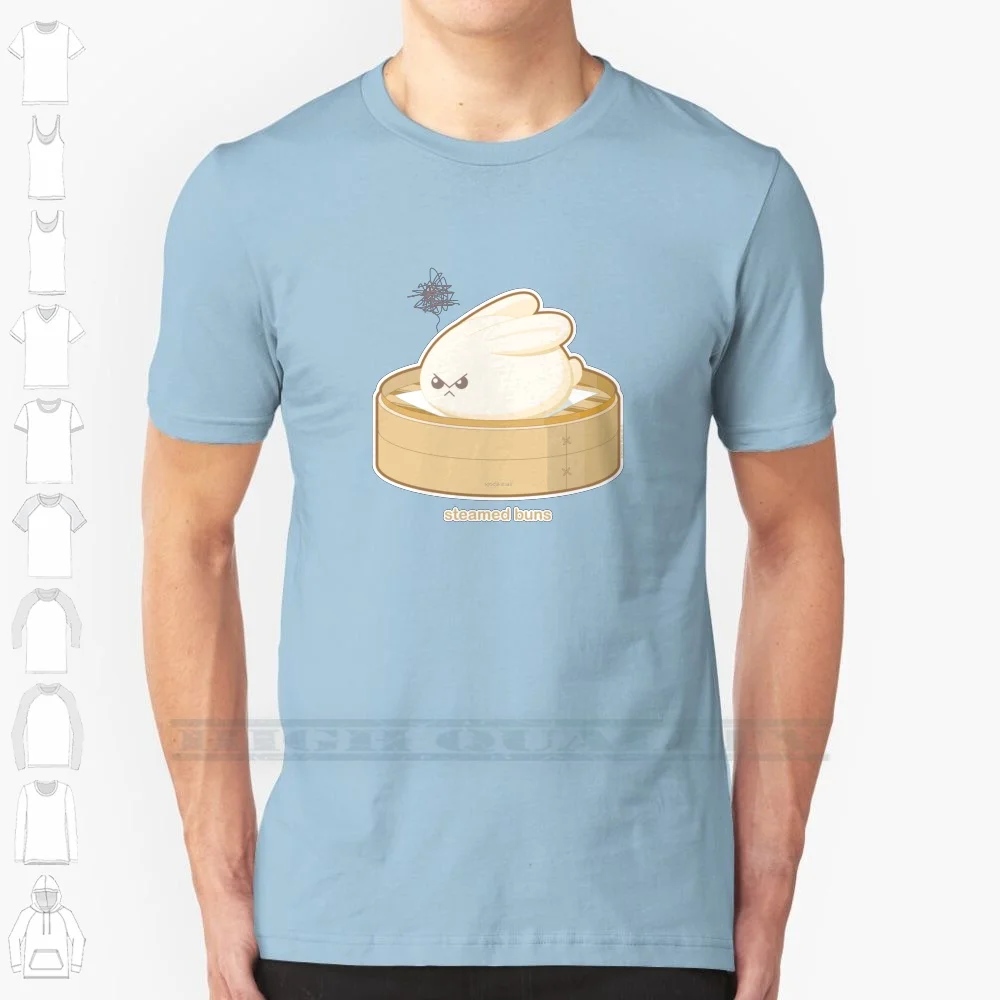 Steamed Buns 100% Cotton T Shirt Bunny Rabbit Steamed Angry Cute Punny Kimchi Kawaii Dim Sum Humor Tee Short Sleeve Long Sleeve