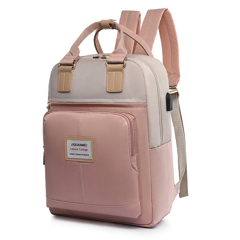 Large Capacity Laptop Bag 13.3 14 15.6 inch Fashion Women Backpack Canvas Rucksack Vintage Travel Bags with USB Charging Port