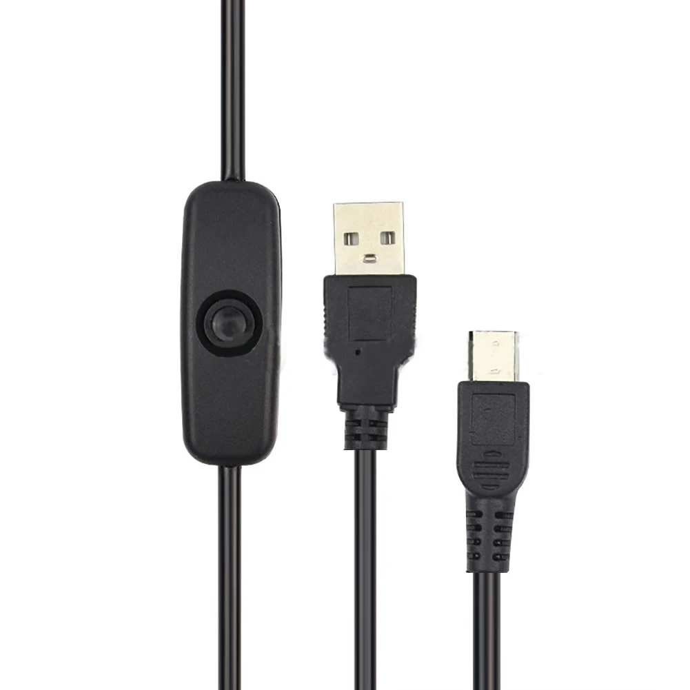 USB to Micro USB Charger Adapter Power Cable with On/Off Switch for Raspberry Pi Black folded Appearance 1 Meter Length