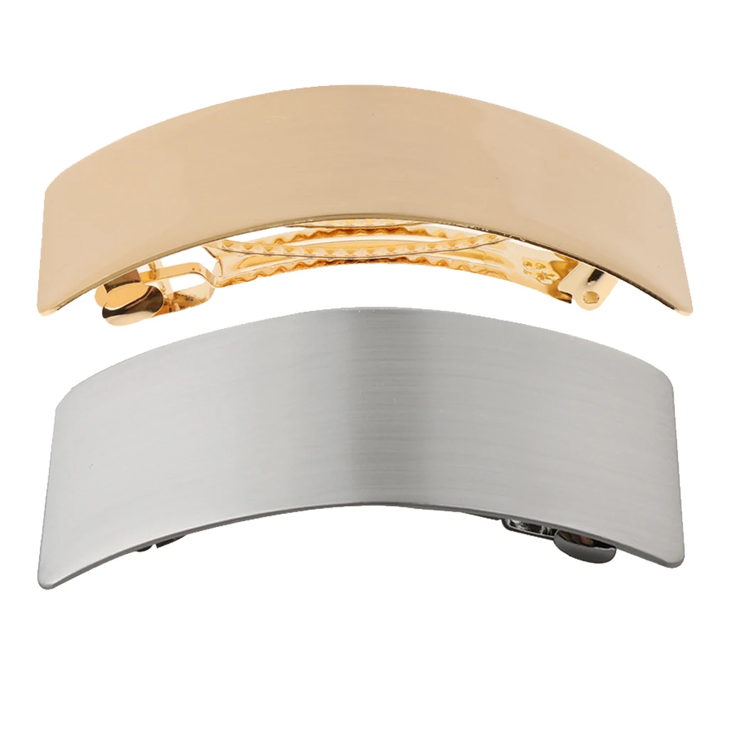Fashion Metal Barrette Curved Automatic Hairpin French Large Rectangle Hair Spring Ponytail Holder Hair Clip Accessories
