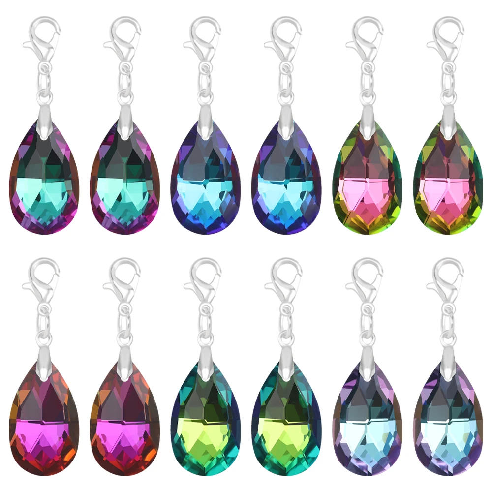 20 sztuk/partia Faceted szkło Teardrop koraliki niebieski 13x22mm urok kryształ spadek wisiorek dla DIY Making kobiet Earing biżuteria akcesoria