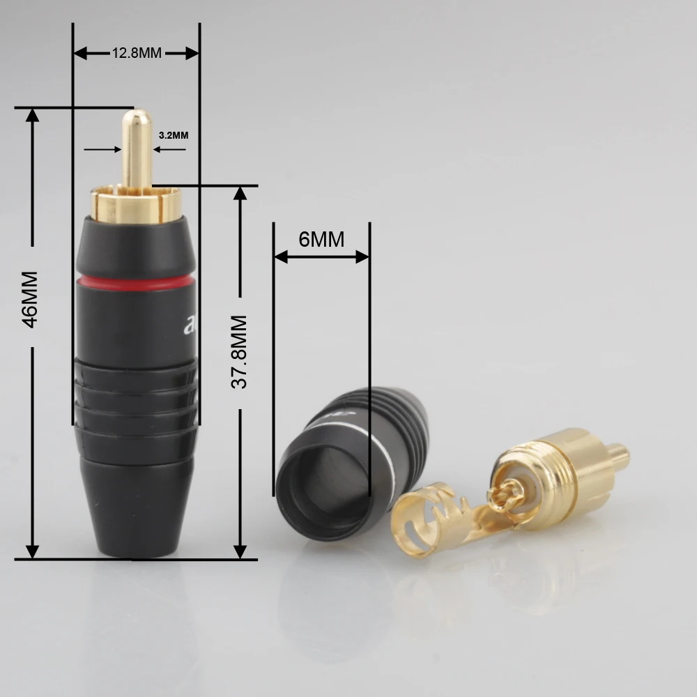 High Quality RCA Plug Solder RCA Adapter 24K Gold Plated Audio Plug