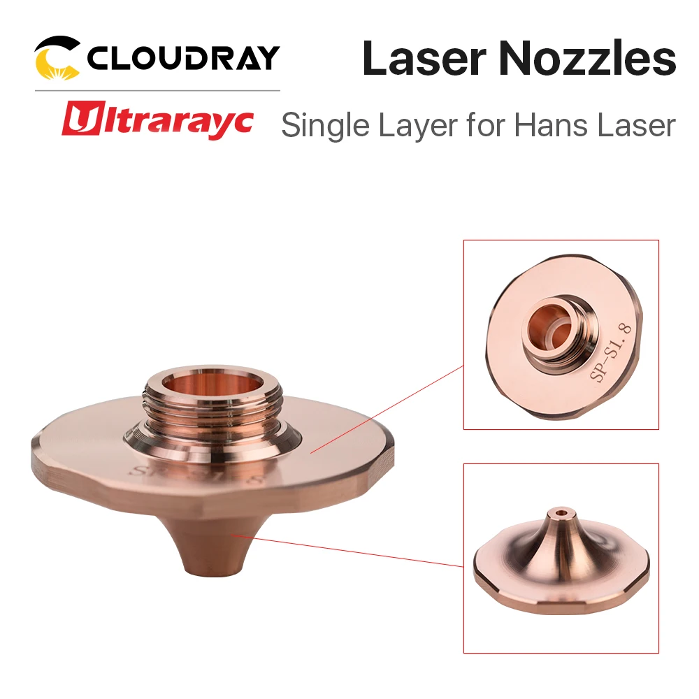 

Ultrarayc Laser Nozzles SP Series DaZu for Hans Single Layer Dia.28mm H15 Caliber 1.6mm&1.8mm for Hans Laser