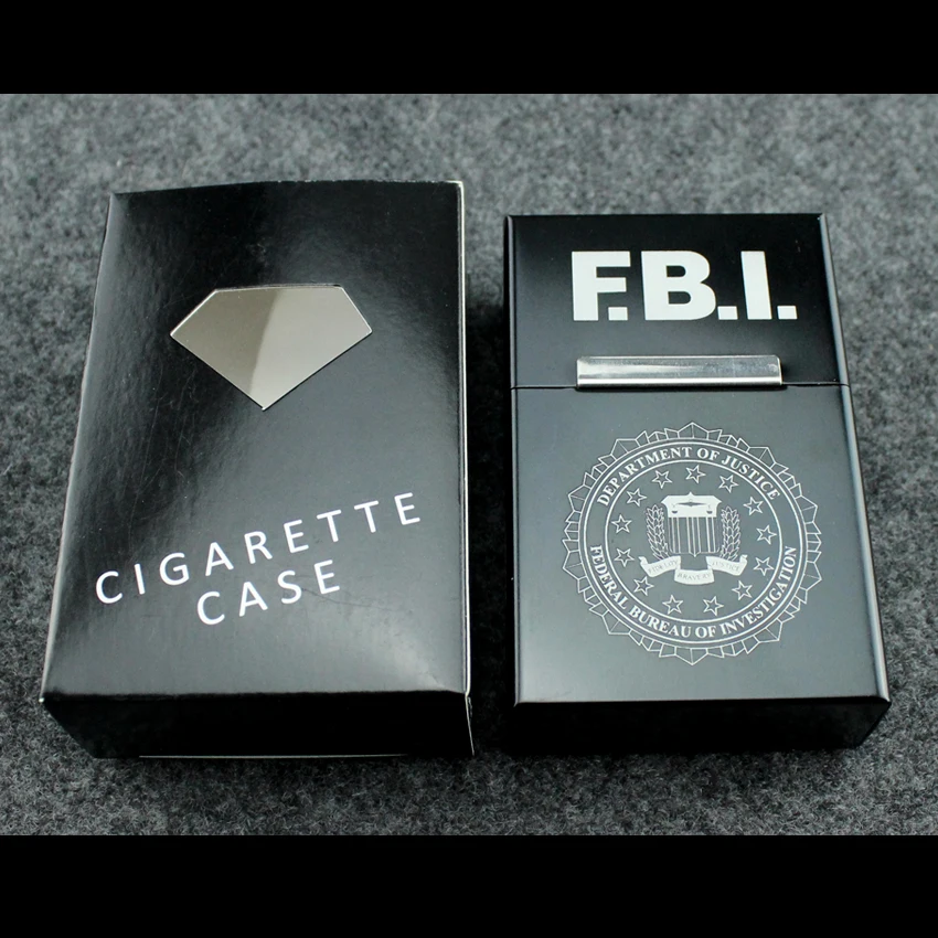 Metal Cigarette Box Case FBI CIA MI6 Mossad Design Derivatives Products Spy Intelligence Creative Smoking Gift For Men Fun