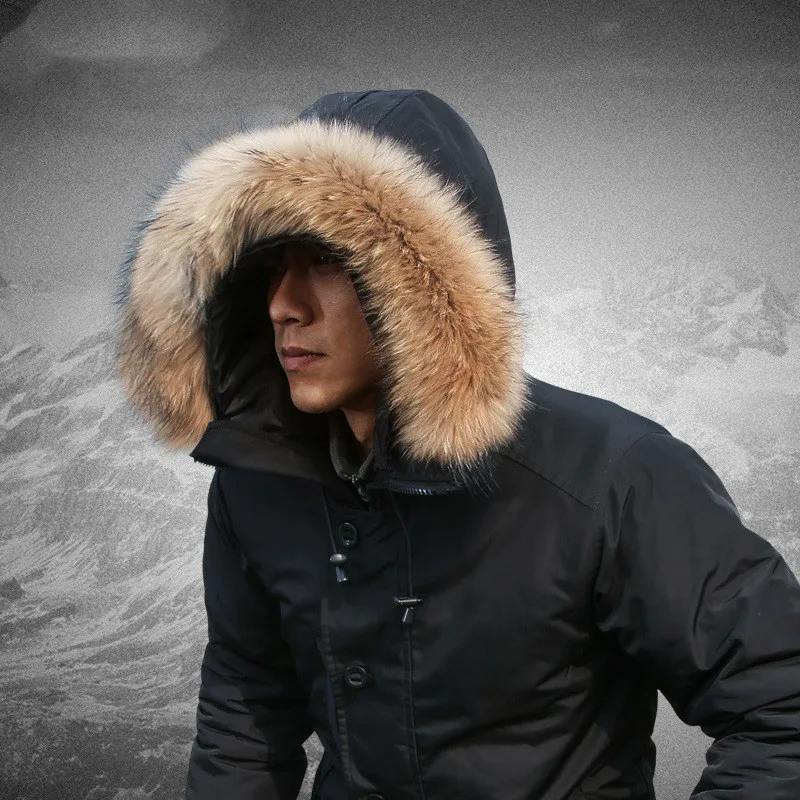 N3B Polar Cold Proof Cotton Clothes Men\'s Warm Hooded Wool Collar Coat Outdoor Trekking Cycling Diving Combat Assault Jacket