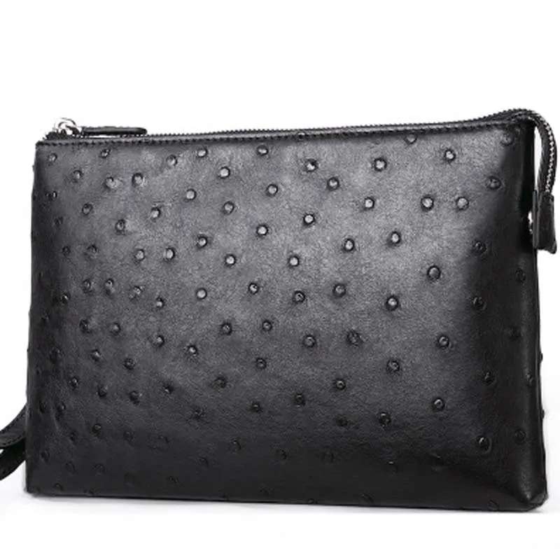 

hongqiangyin Ostrich leather Envelope bag leather bag new style leisure business wrist bag high-end men clutch bag