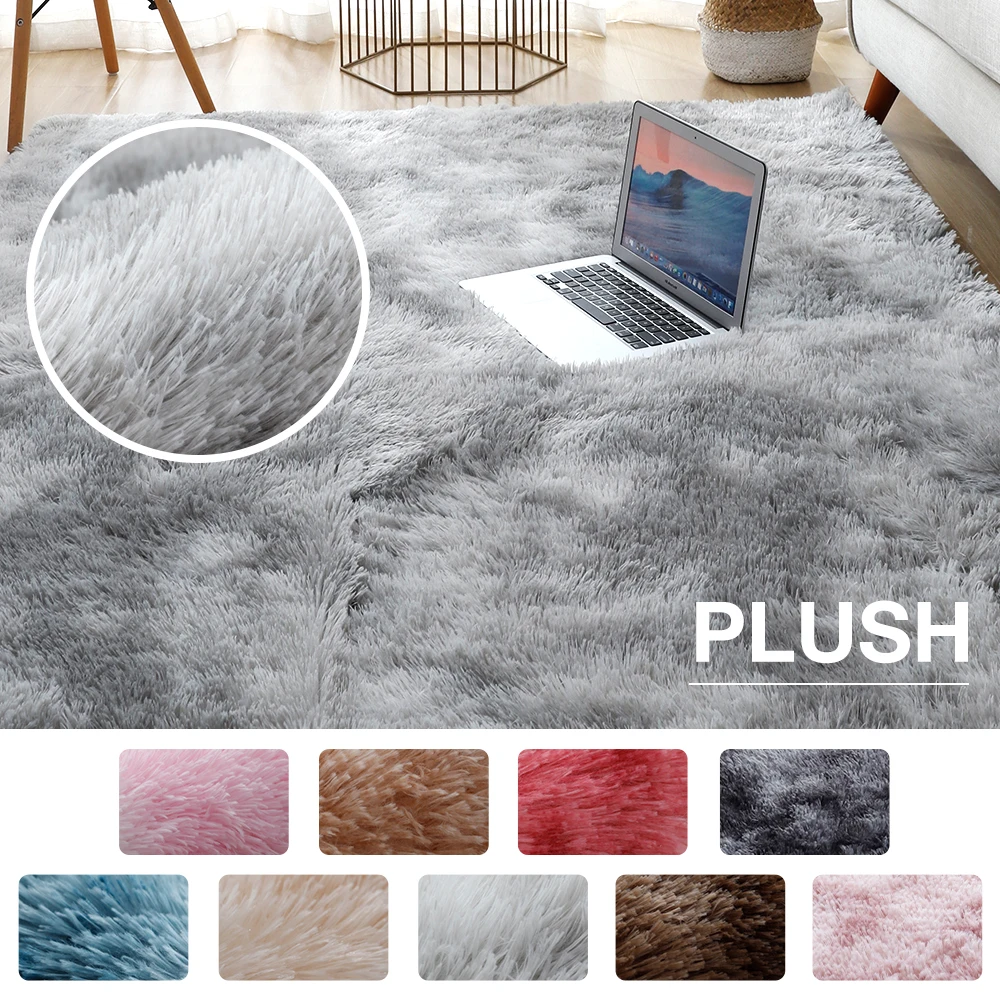 

Plush Carpet for Living Room Fluffy Rug Thick Bed Room Carpets Anti-slip Floor Gray Soft Rugs Tie Dyeing Velvet Kids Room Mat