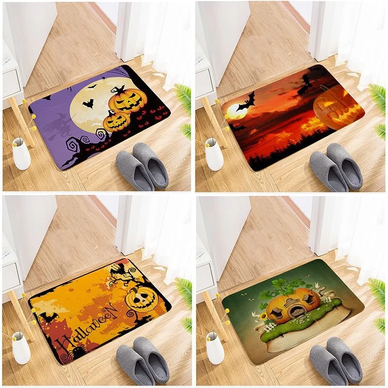 

New 2021 Halloween Cartoon Carpet Bathroom Entrance Doormat Indoor Floor Rugs Absorbent Mat Anti-slip Kitchen Rug Home Decor