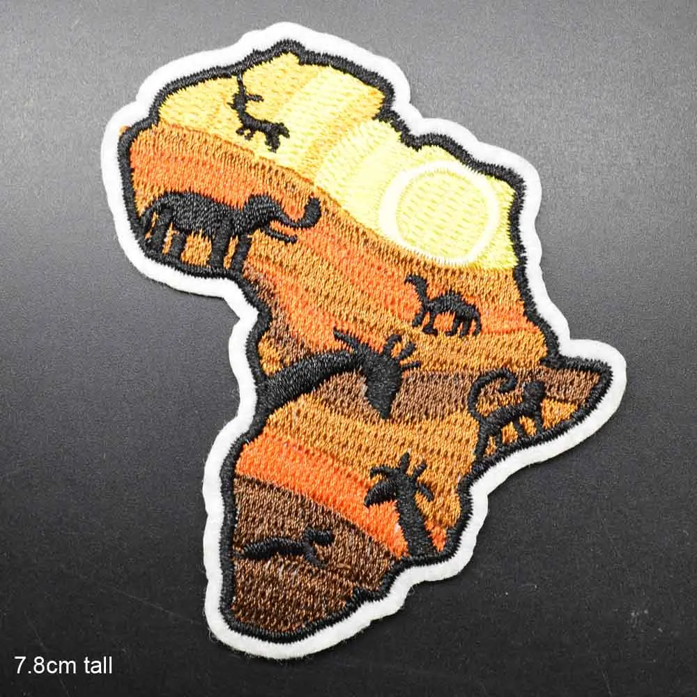 Australia Italy Africa Map Iron On Embroidered Clothes Patches For Clothing Stickers Garment Wholesale