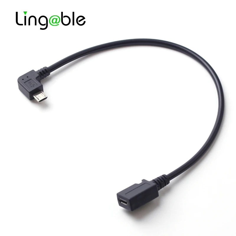 

Lingable Micro USB 3. 0 5Pin штекер-гнездо M/F 90 градусов удлинитель Кабель Синхронизации Данных удлинитель кабеля 27 см