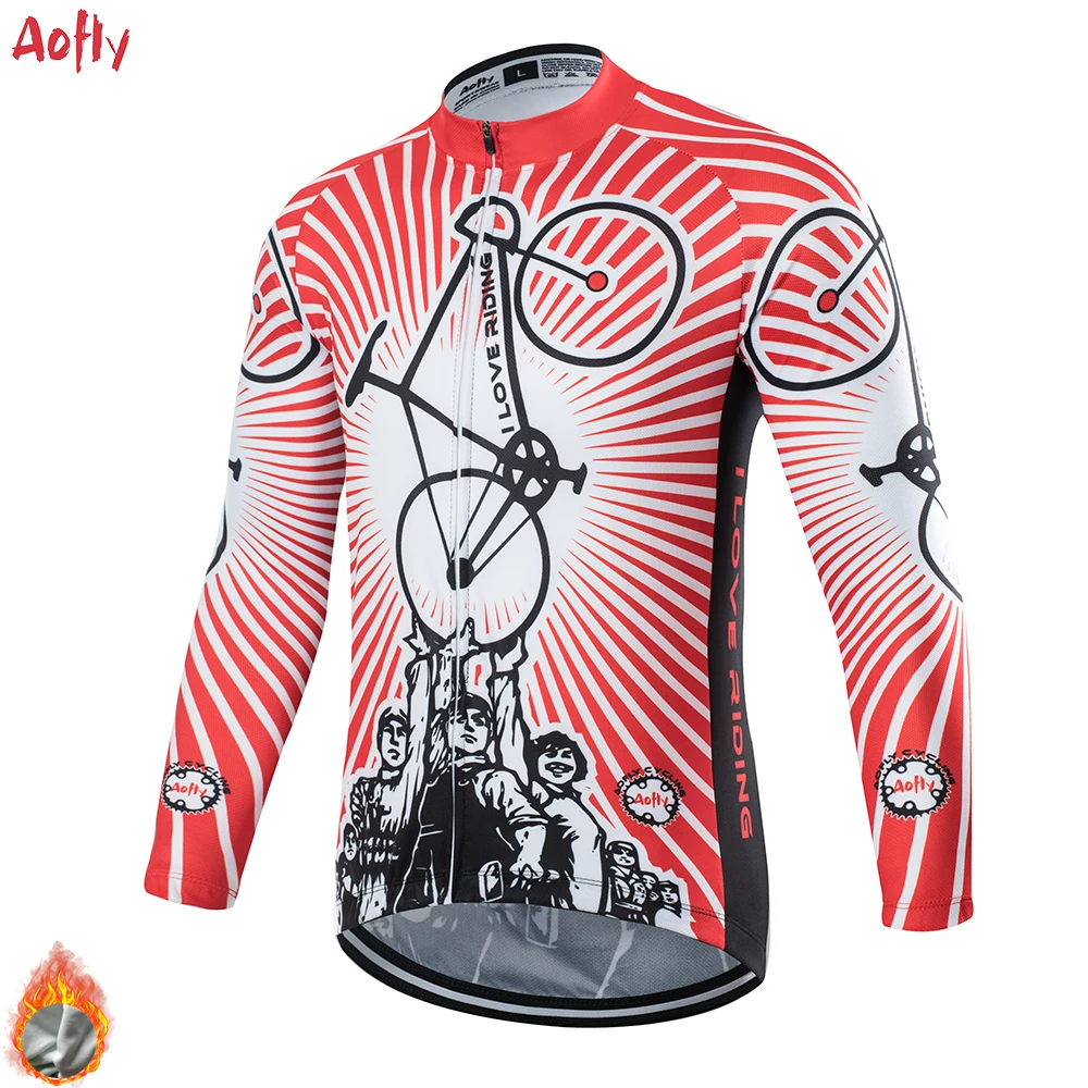 Man Cycling Maillot Bicycle Long Sleeve Winter Cycling Jersey Bib Pants Ropa Ciclismo Bicycle Clothing Red Uniform Men's Clothes