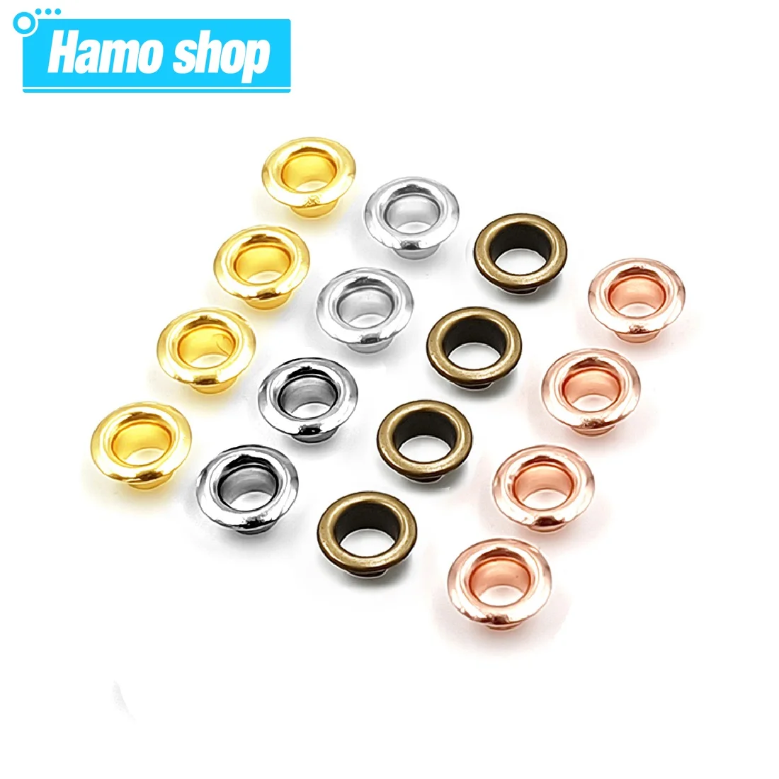 50pcs 4mm Hole Metal Eyelets Grommets with Washer Set Tool Punch Diy Leathercraft Accessories Shoes Belt Cap Bag Tags Clothes