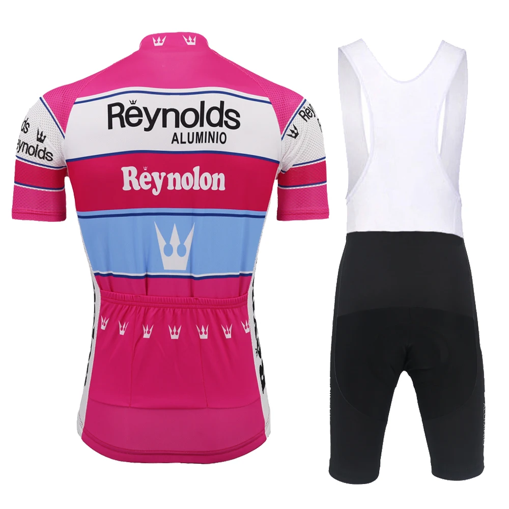 French Reynolds Cycling Jersey Set for Men, Pink Pro Team Bicycle Clothes, Breathable Cushion, MTB Maillot, Summer, New