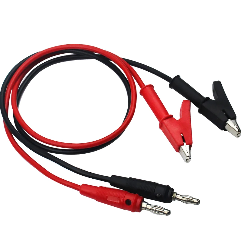 

1pcs 4mm Banana Plug To Shrouded Alligator Clip Cable Leads 1M Soft Silicone Wire for Testing Probe