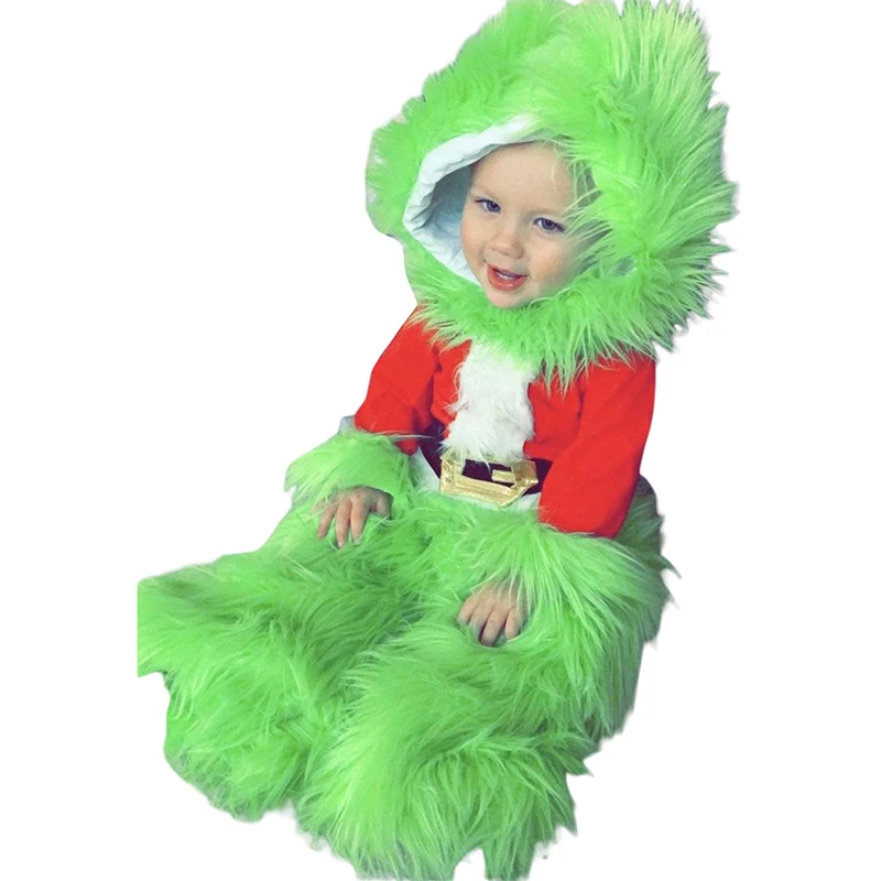 2Pcs Toddler Kids Boys Girls Christmas Furry Outfits Santa Claus Clothes Halloween Xmas Party Dress Up Cosplay Costume