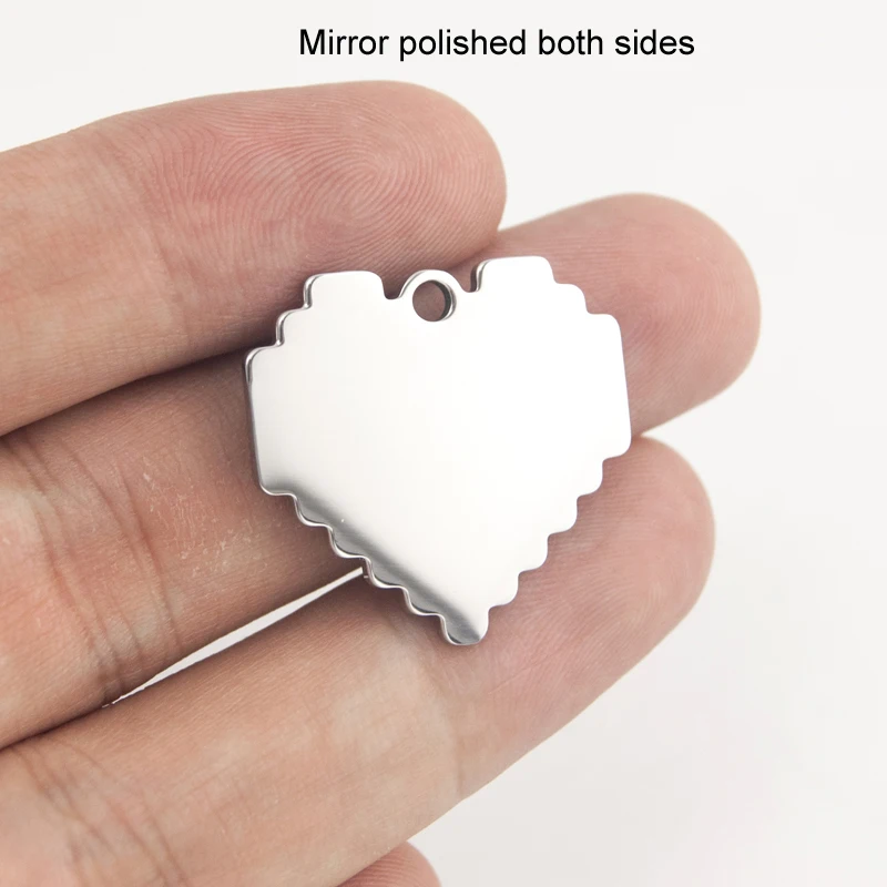 10pcs Stainless Steel Heart pendant Sawtooth shape Heart for DIY jewelry make both sides mirror polished blank charm