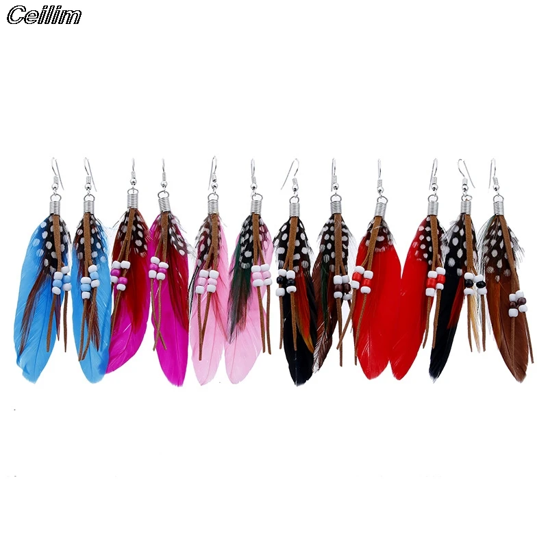 Bohemian Tassel Earrings For Women Dangle Long Earrings Feather Boho Drop Earrings Seed Beads Vintage Jewelry Brincos Gift 2021