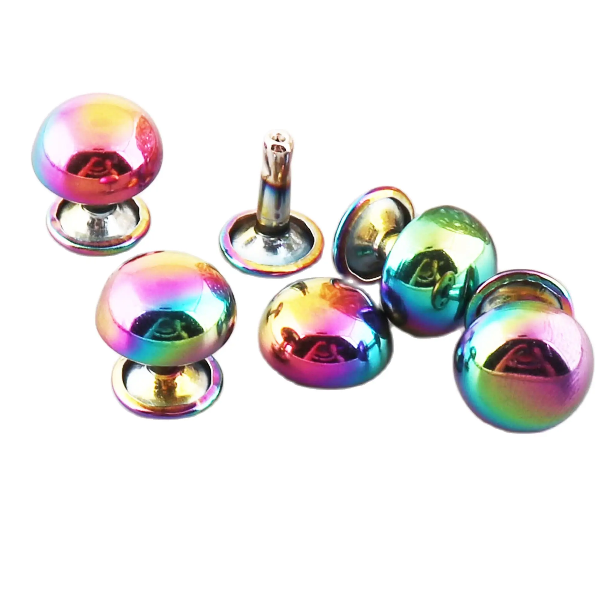 

20 sets Rainbow Craft Double Cap Rivets Mushrooms Rivet Studs Leather Rivet Fastener Snaps Prong Studs Mushrooms Nails