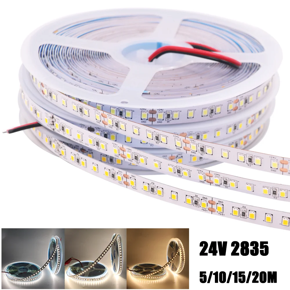 24V 2835 LED Strip Light 120Leds/m Flexible Light Led Tape Ribbon Non Waterproof Led Light Stripe White/Natural White/Warm White