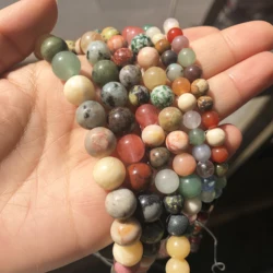 Mixed Natural Gem Agates Jaspers Jades Quartz Stone Beads Round Loose Beads DIY Bracelets For Jewelry Making Findings Supplies