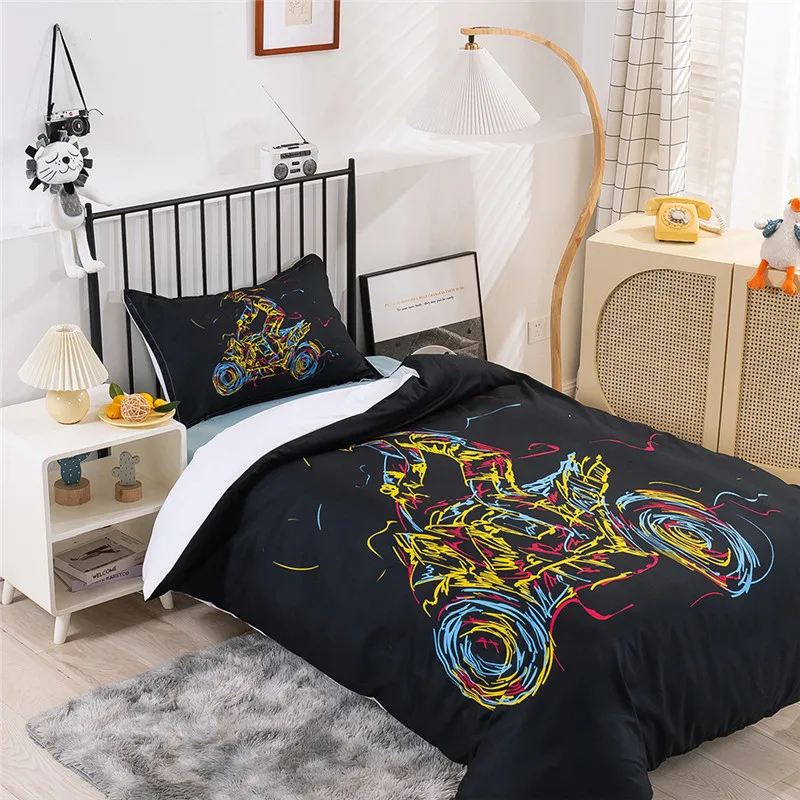 Modern Style Soft Comfortable Bedding Gradient Plain Wind Chime Flower Quilt Cover Pillowcase No Sheet Set Bedroom Set Sheet