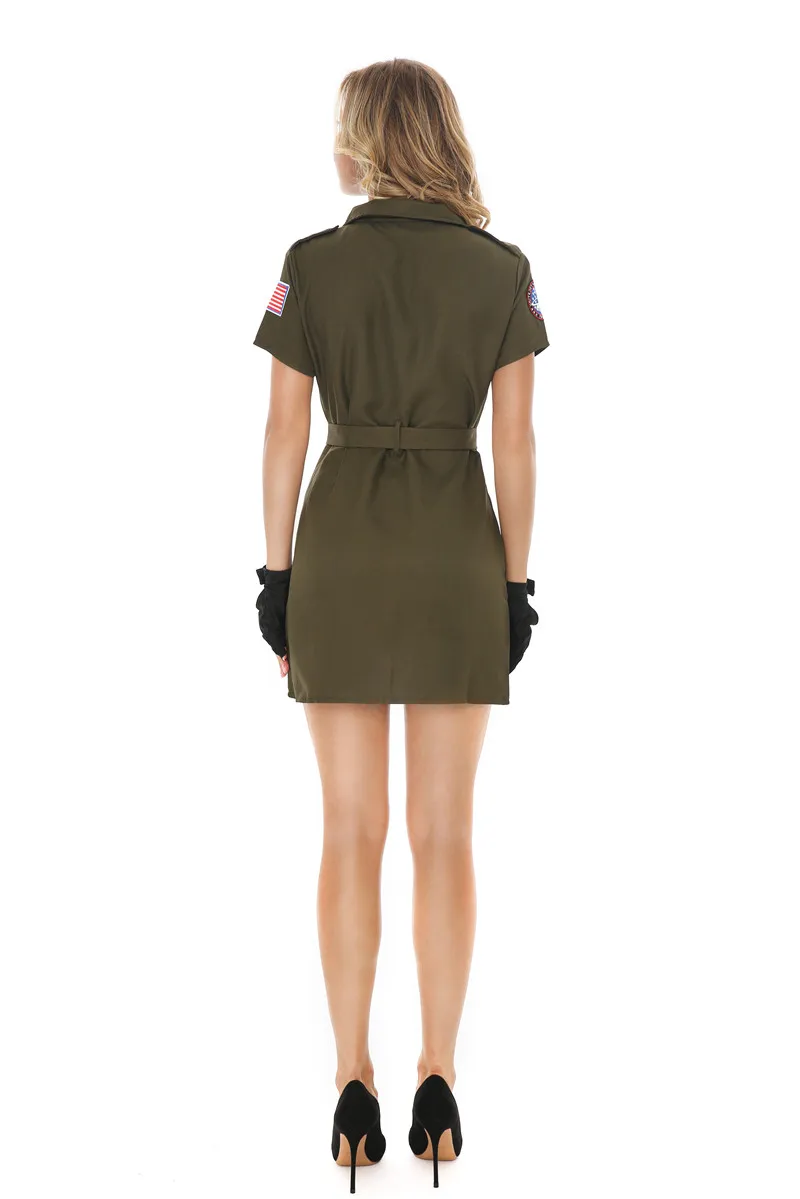 Uniforme de Vol Maverick pour Femme, Costume d'Halloween, Robe de Barrage, Sexy, Vert de l'Armée de l'Air Américaine, Pilote Militaire, Cosplay