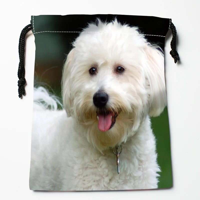 Custom Poodle Dog Animal Pet Drawstring Bags Bright Color Printed Gift Bag Travel Pouch Storage Clothes 18x22cm Satin Fabric New