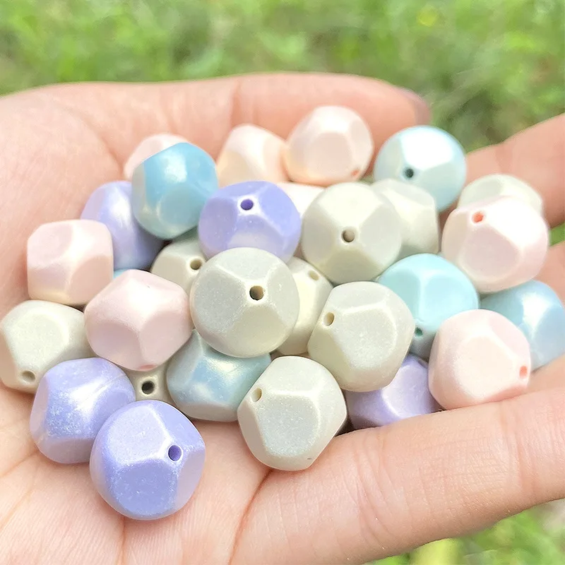 Acrylic Pearlescent Solid Color Symphony Rhombus Pointed Beads Macarons Dispersive Beads Jewelry Ornaments 13*14mm 410pcs