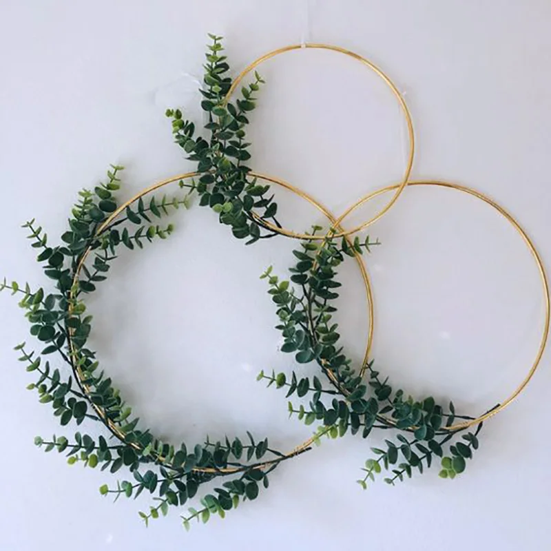 Wedding Decoration Artificial Plants Leaves Garland Handmade Flowers Hoop Wreath Hanging Birthday Party Wedding Decoration Home