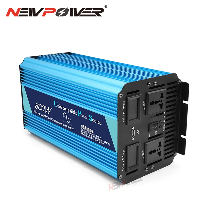 Imagem -02 - Inversor de Onda Senoidal Pura Ups Que Carrega 1000w dc 12v 24v para ac 220v Fora da Grade Inversor de Energia Contínua Construir no Carregador de Bateria