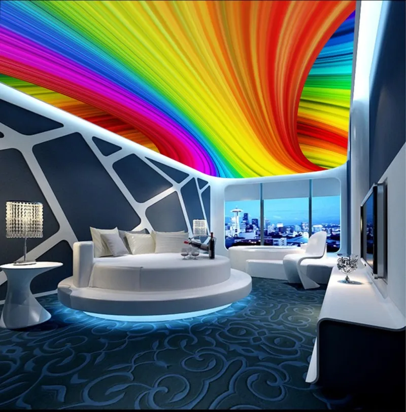 

Colorful three-dimensional abstract lines ceiling mural 3d ceiling murals wallpaper