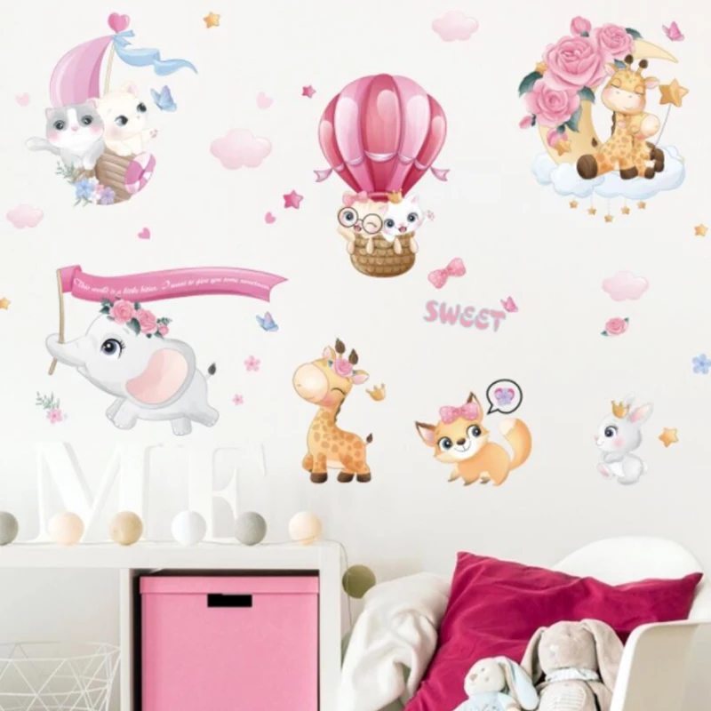 

Sweet cartoon animal children's room entrance cabinet wardrobe classroom bedside background decoration stickers