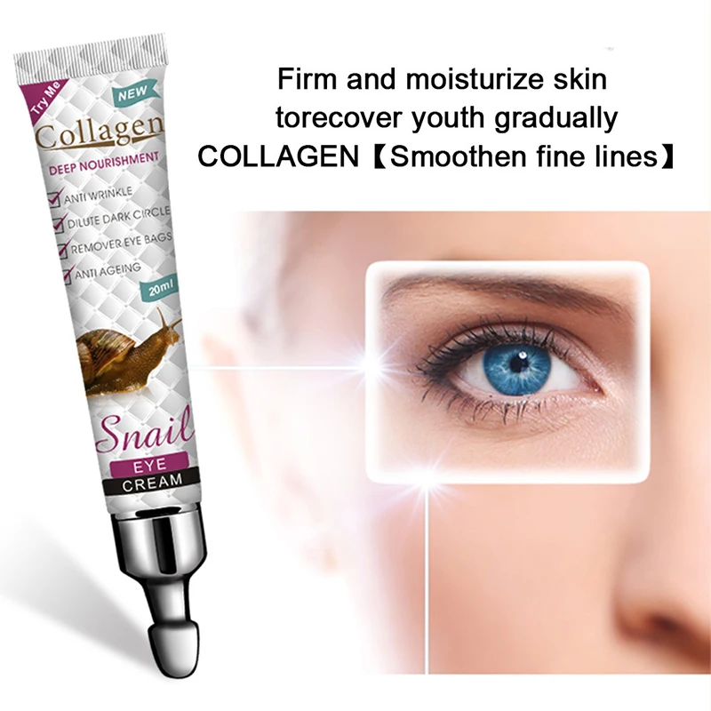 Snail Eye Cream Nourishing Dry Skin Fade Fine Lines Brighten Eye Collagen Cream Remove Dark Circles Eye Bags Skin Care Eye Bal