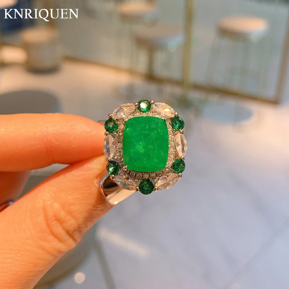 

2021 Trend Retro 10*12mm Ruby Emerald Gemstone Rings for Women Luxury Party Wedding Fine Jewelry Accessories Anniversary Gift