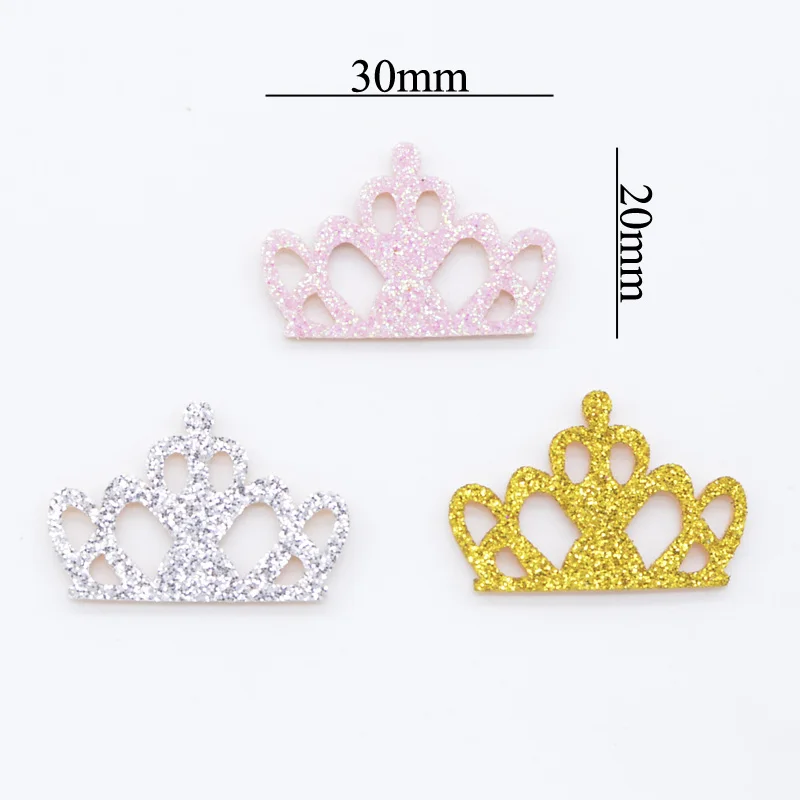 40Pcs/lot Glitter Felt Padded Applique Crown Fabric Patches for Craft Clothes Wedding DIY Clips Bow Scrapbooking Accessories H68