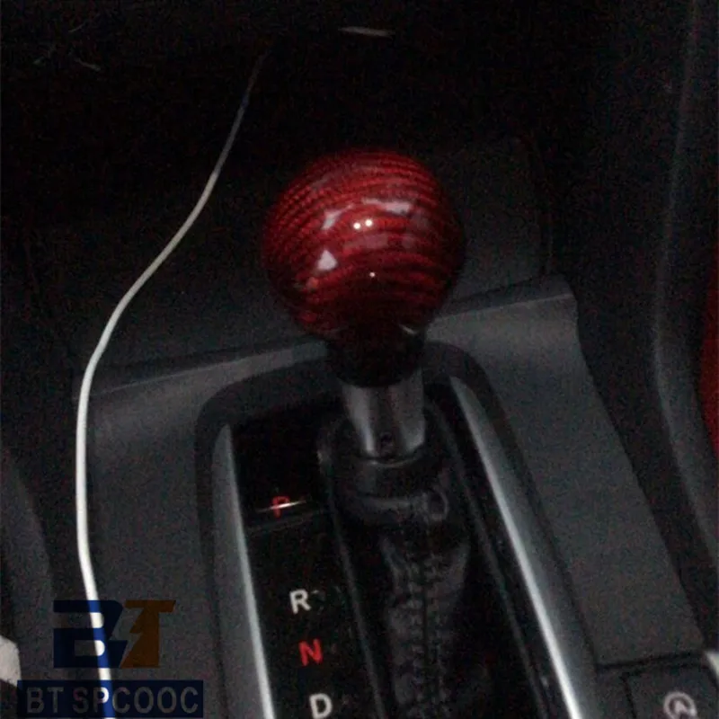 New Style Gear Shift Knob Real Carbon Fiber Press Down To Unlock Shifter Knob Fit For Honda Civic/Accord 10th Jade Black Red Etc