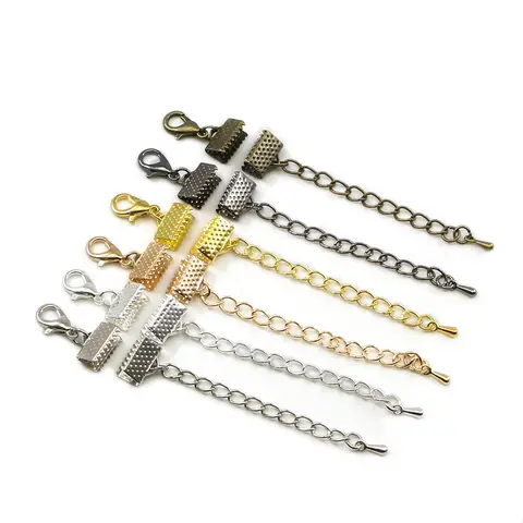 10 개/몫 리본 가죽 코드 엔드 패스너 걸쇠 체인 랍스터 걸쇠 커넥터 팔찌 Diy 쥬얼리 결과 만들기