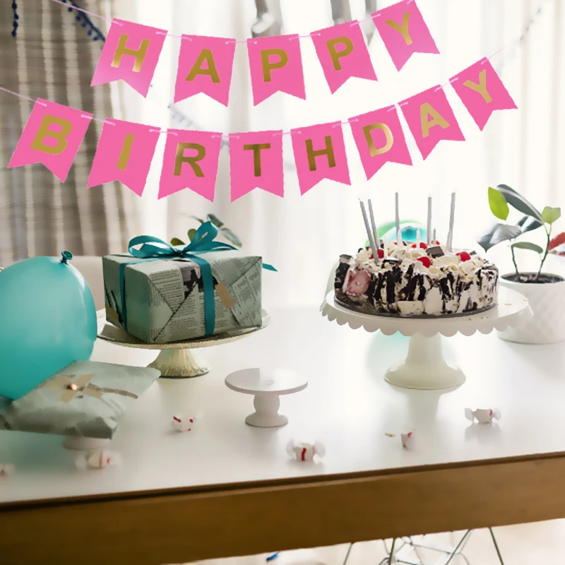 NEUE Alles Gute zum Geburtstag Banner Bunting Flagge Party Dekoration Kinder Dekor Kinder Ornament Baby Bunte Mädchen Junge Parti Liefert – Detail 3