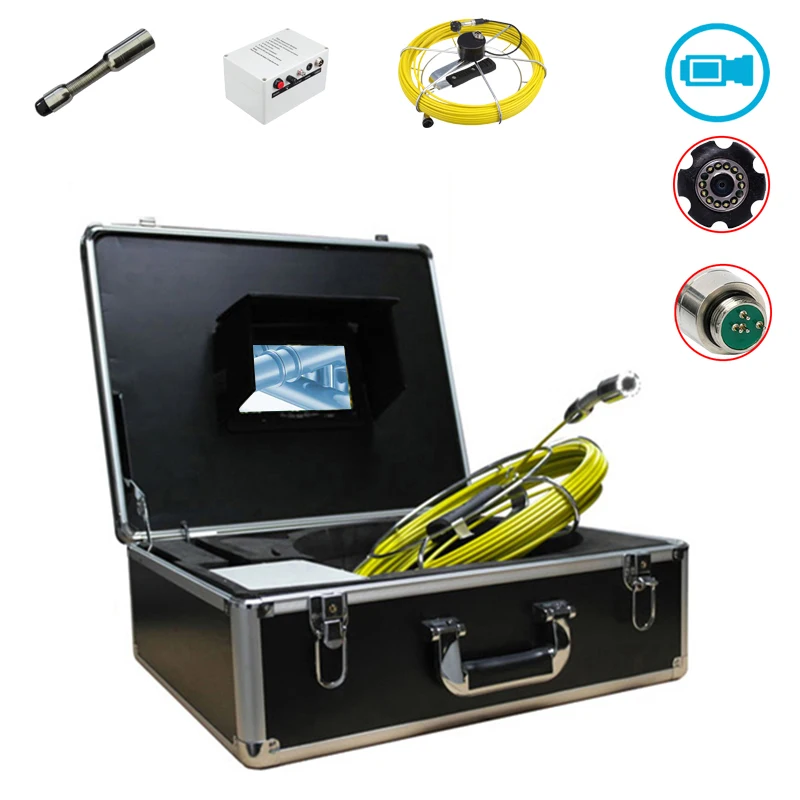 

23MM 20M Cable Pipe Endoscope Camera 12pcs LED IP68 Waterproof Drain Sewer Pipeline Inspection Camera With 7inch LCD Monitor